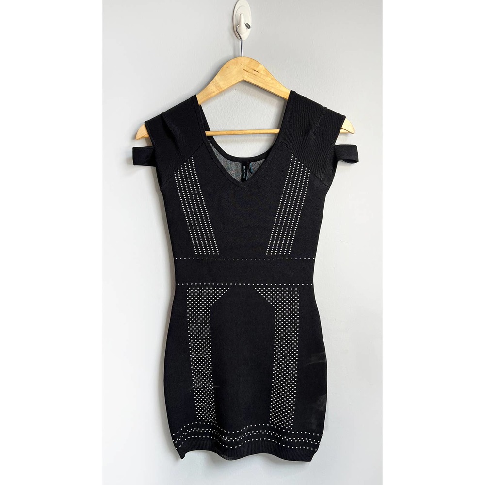 MARCIANO by Guess sz S black bandage dress w/ white pattern EUC